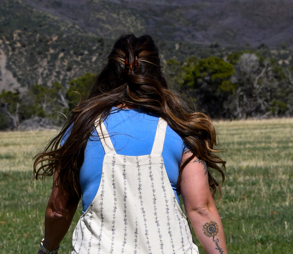 Blue Square Neck Tee