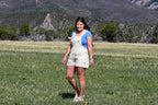 Blue Square Neck Tee