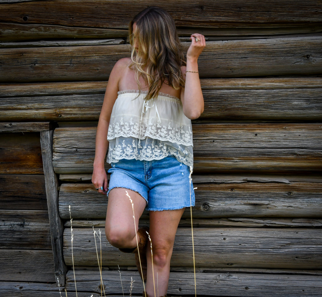 Vanilla Tiered Lace Tube Top