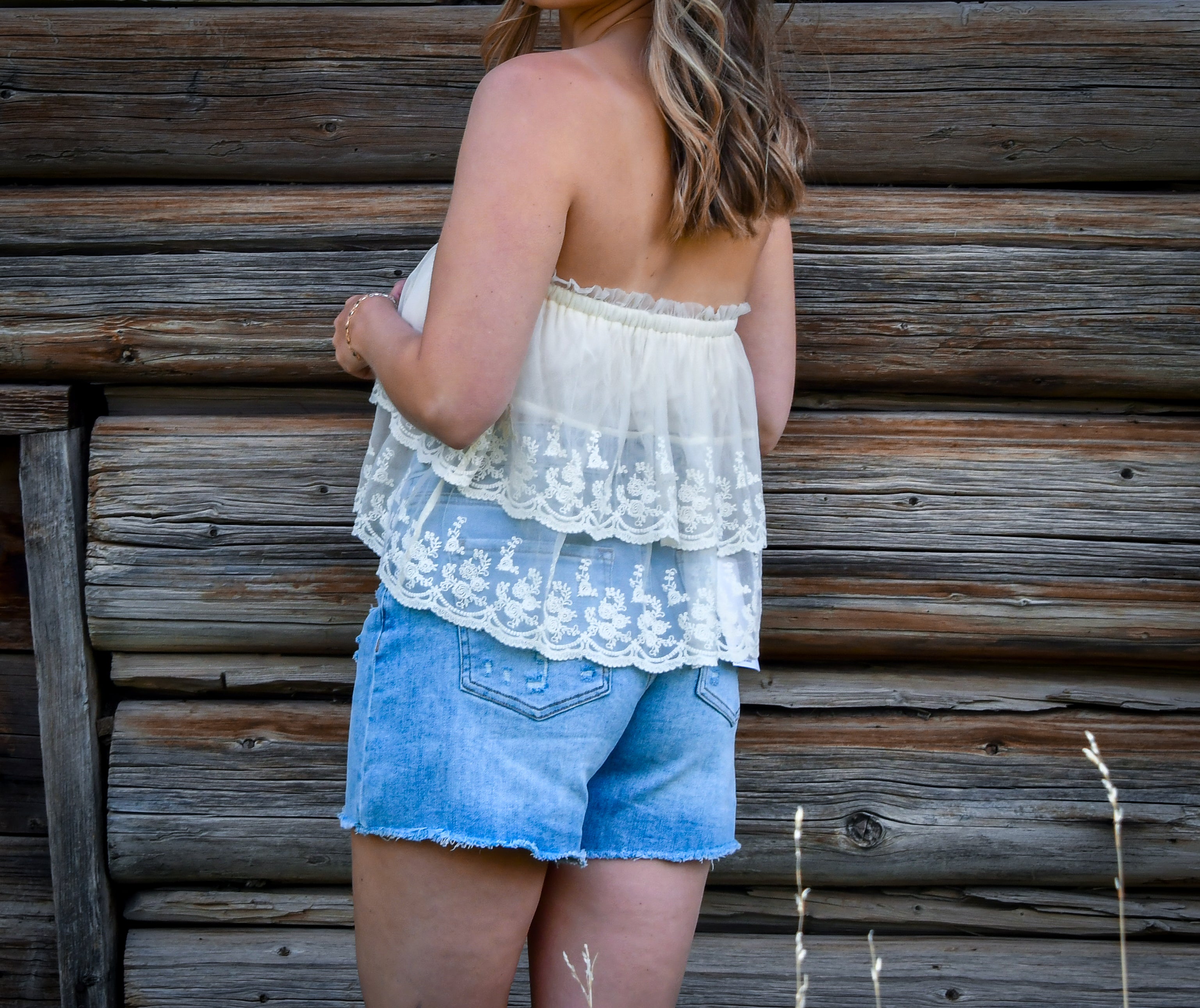 Vanilla Tiered Lace Tube Top