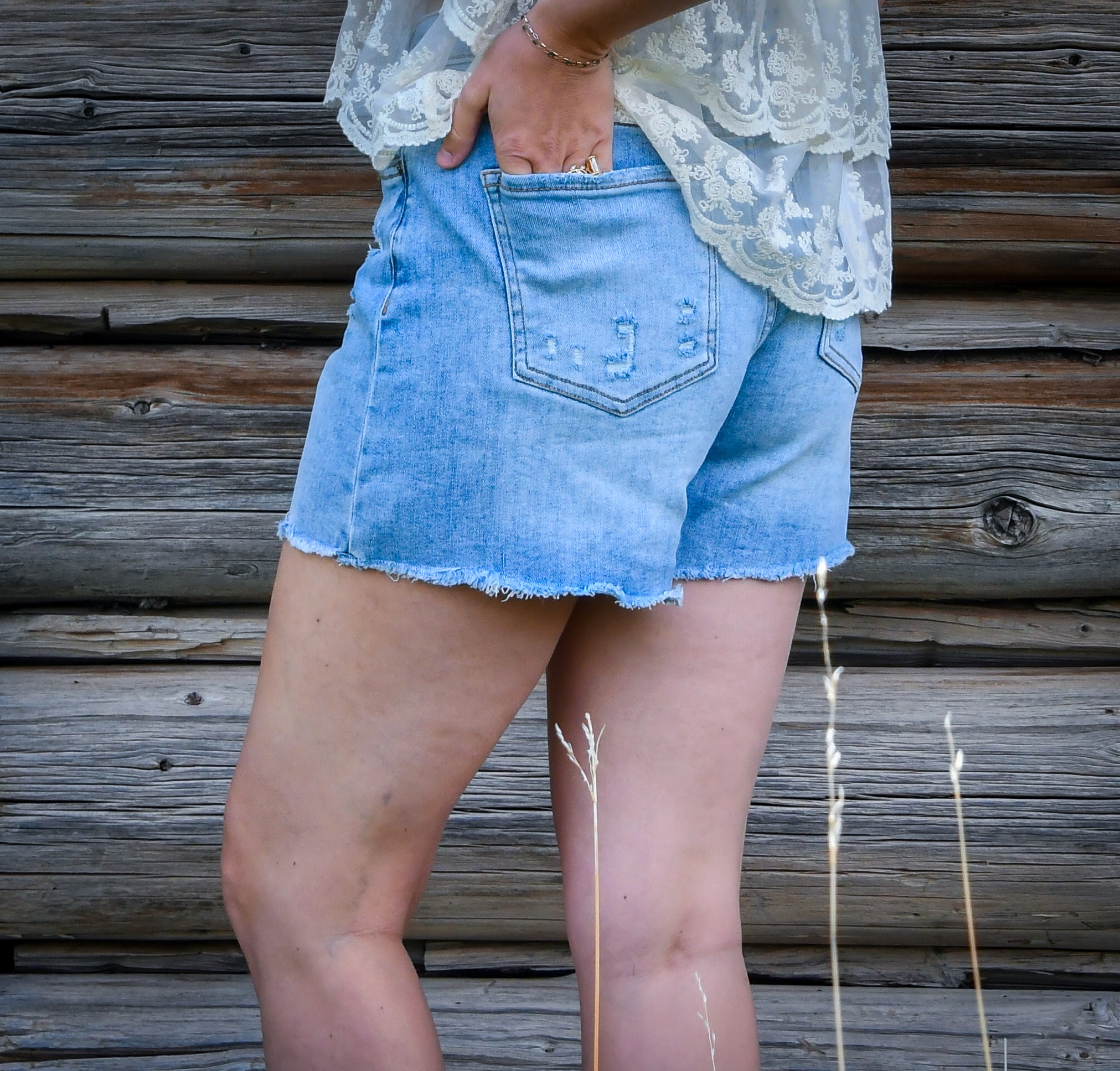Frayed Hem Denim Shorts