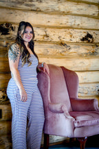 Pink and Navy Stripe Tube Top Set