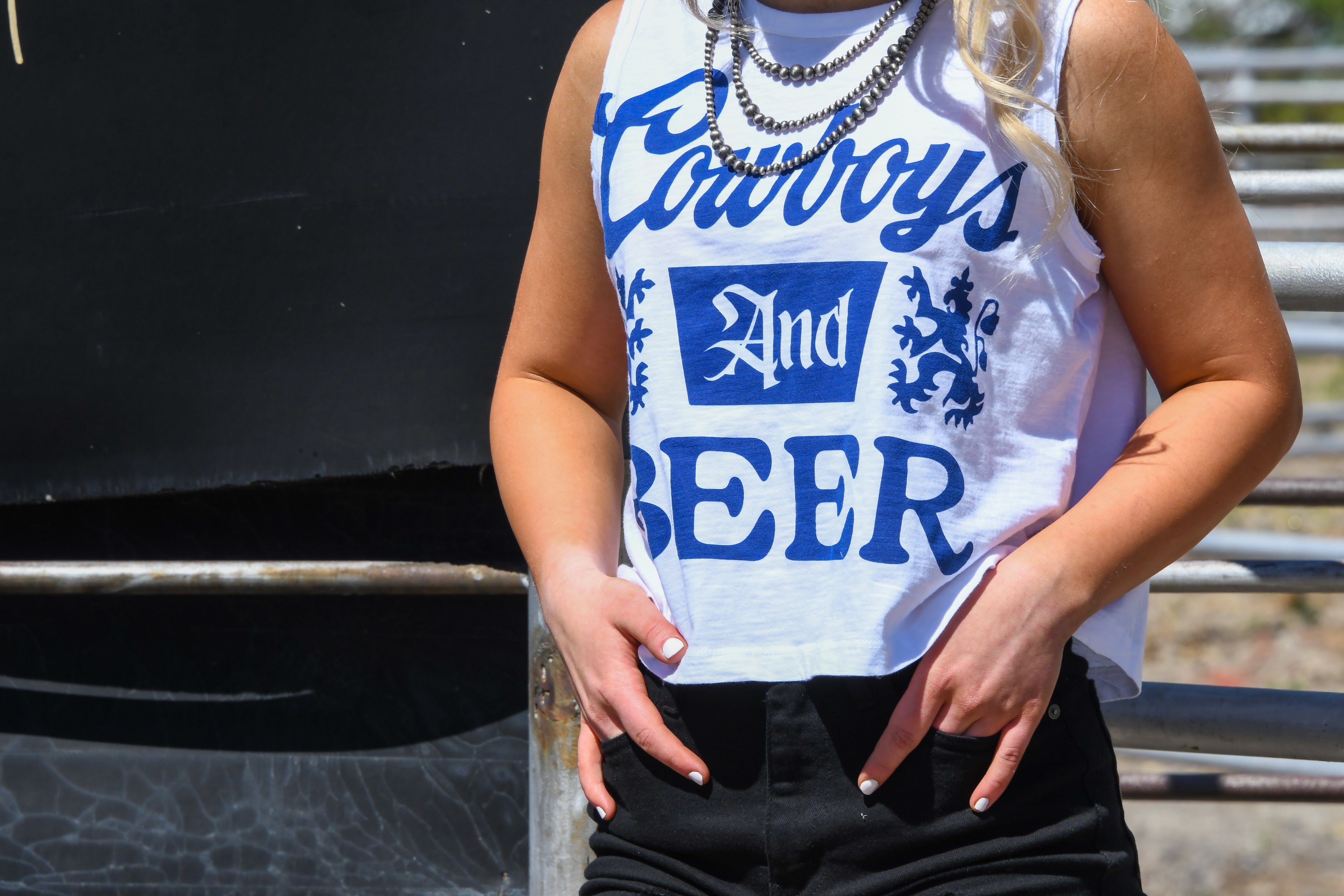White Cowboys & Beer Crop Top