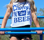 White Cowboys & Beer Crop Top