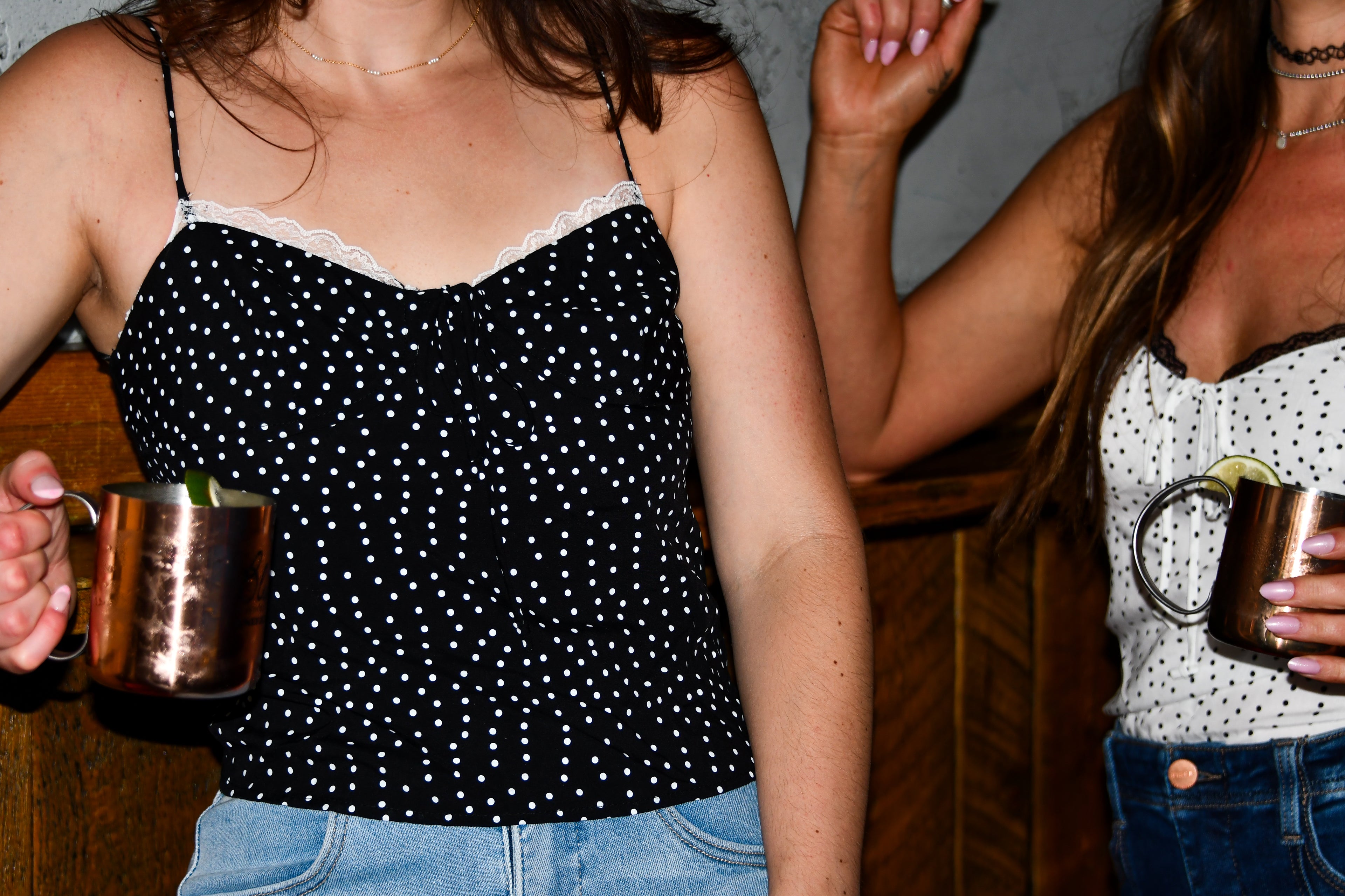 Lace Trim Polka Dot Cami