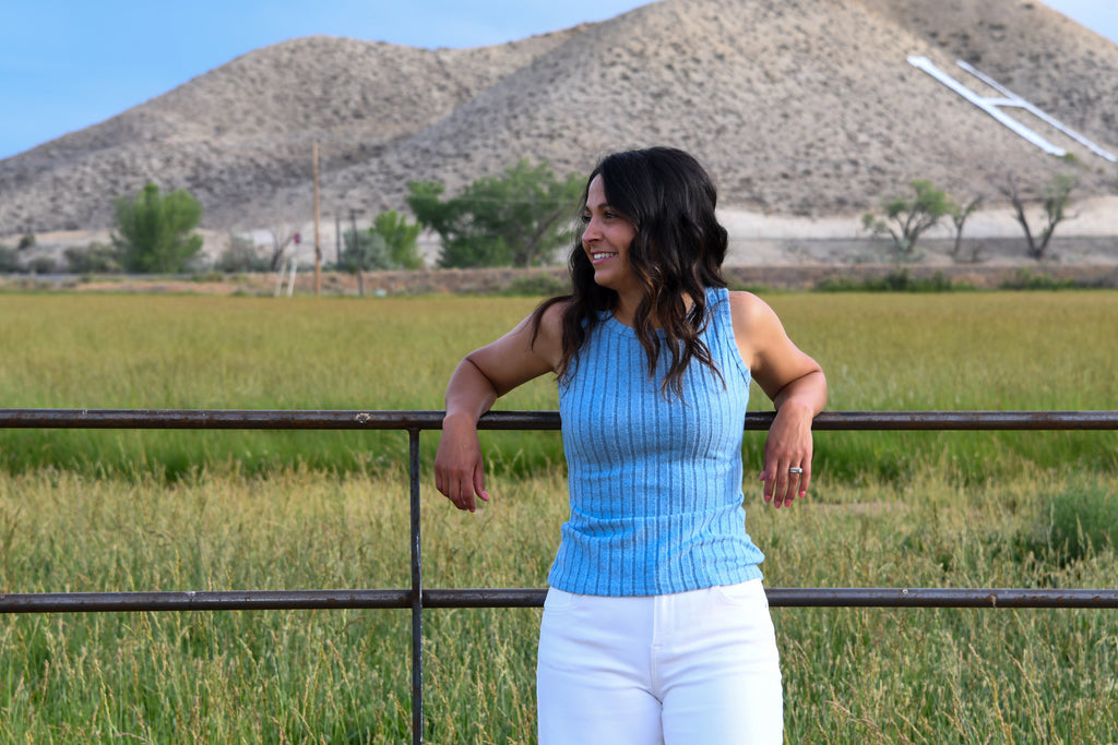 Blue Mineral Wash Tank Top