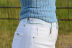 White Contrast Waistband Jeans