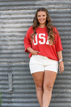 Red USA Ribbed Top