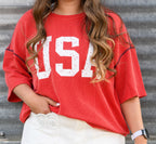 Red USA Ribbed Top