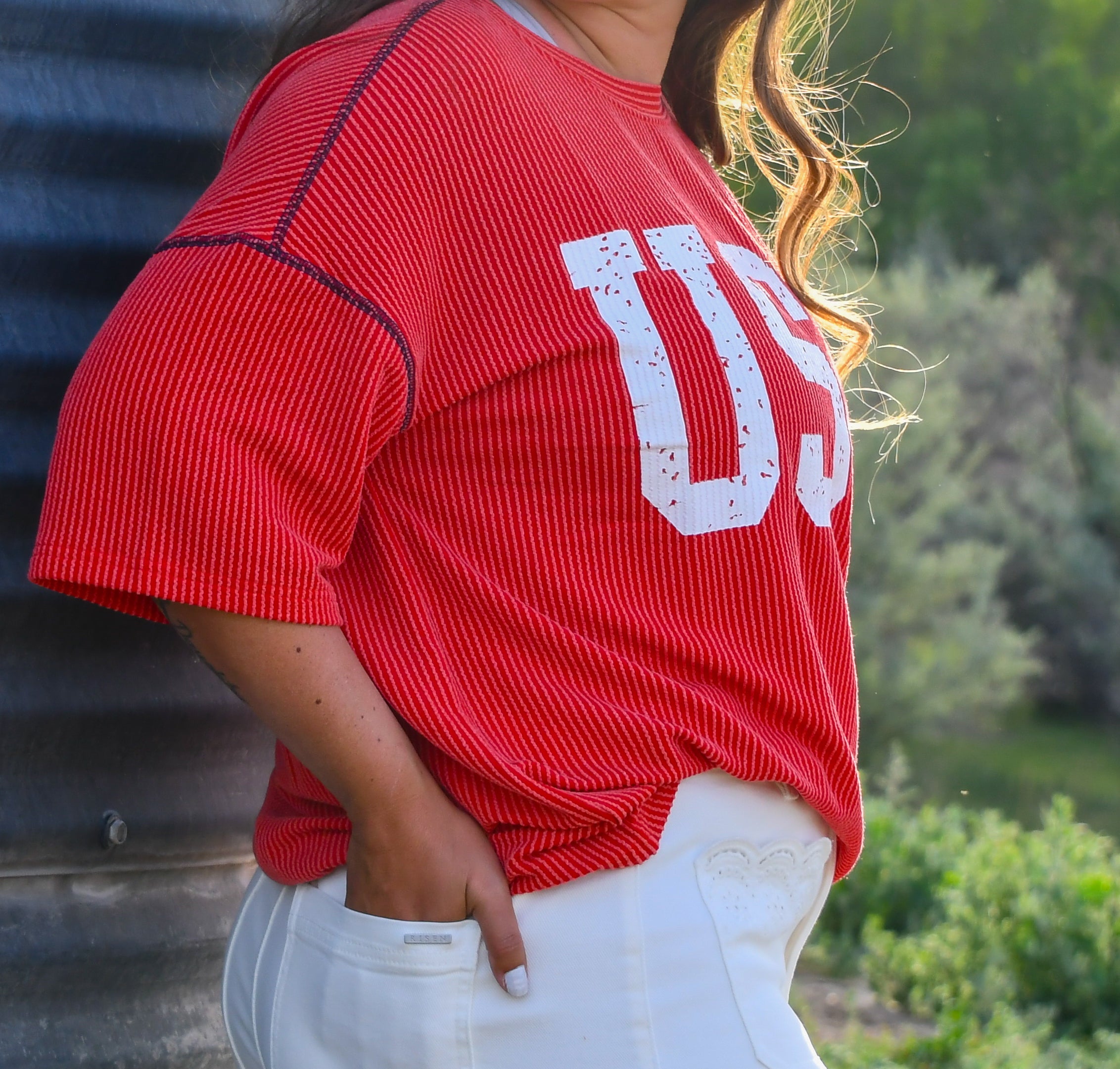 Red USA Ribbed Top