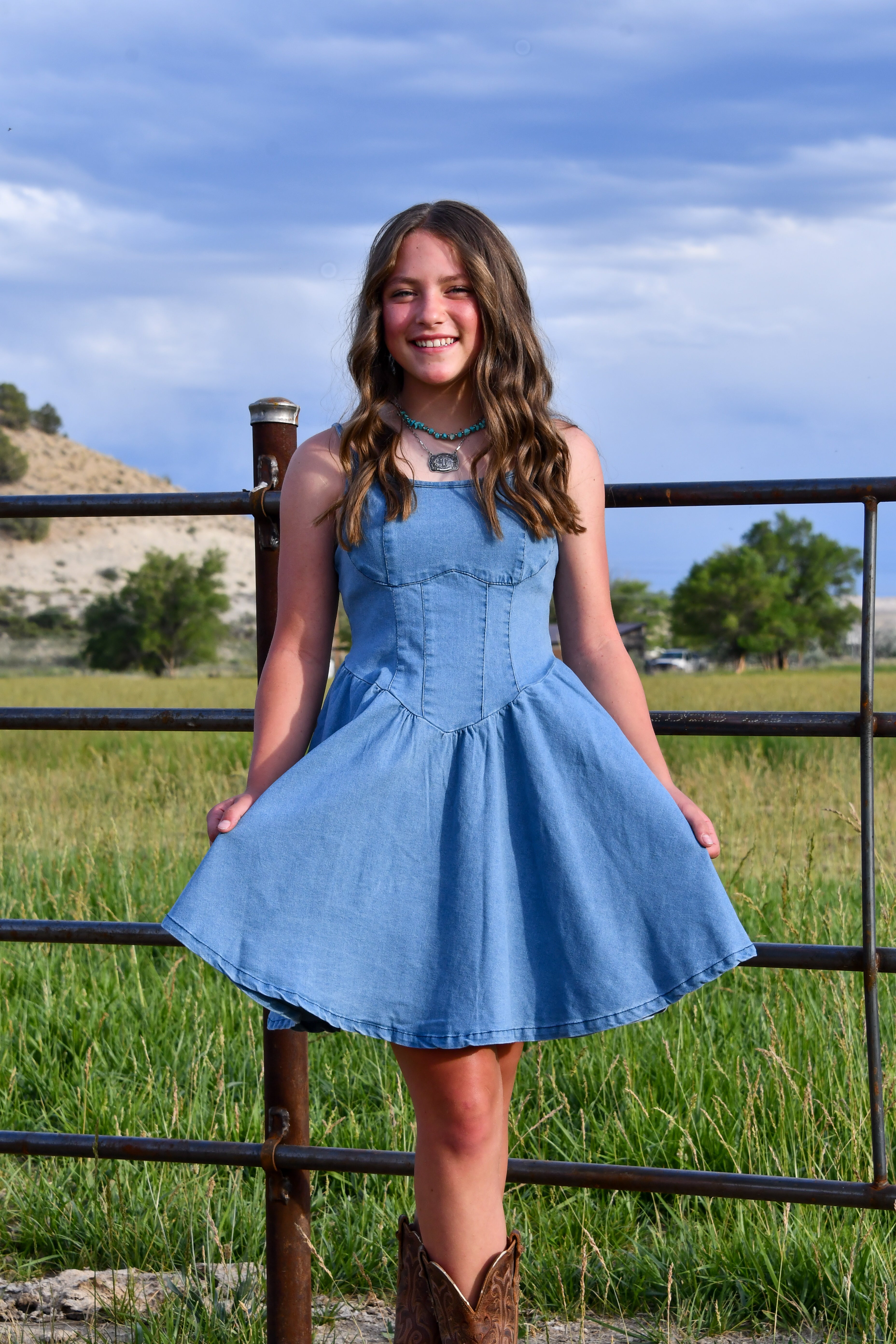 A Line Denim Mini Dress