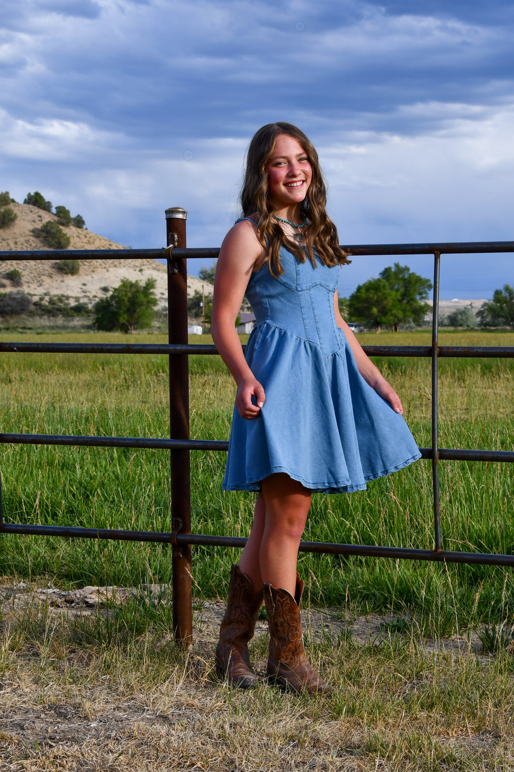 A Line Denim Mini Dress