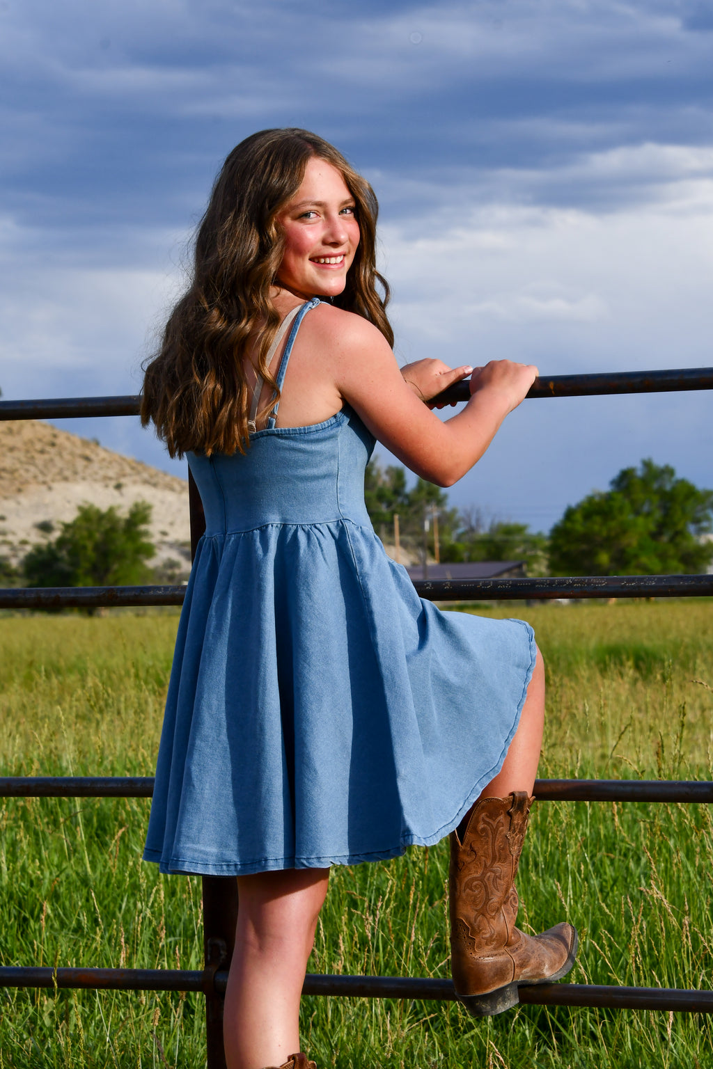 A Line Denim Mini Dress