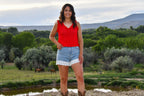 Red Ruffle Sleeveless Top