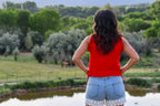 Red Ruffle Sleeveless Top