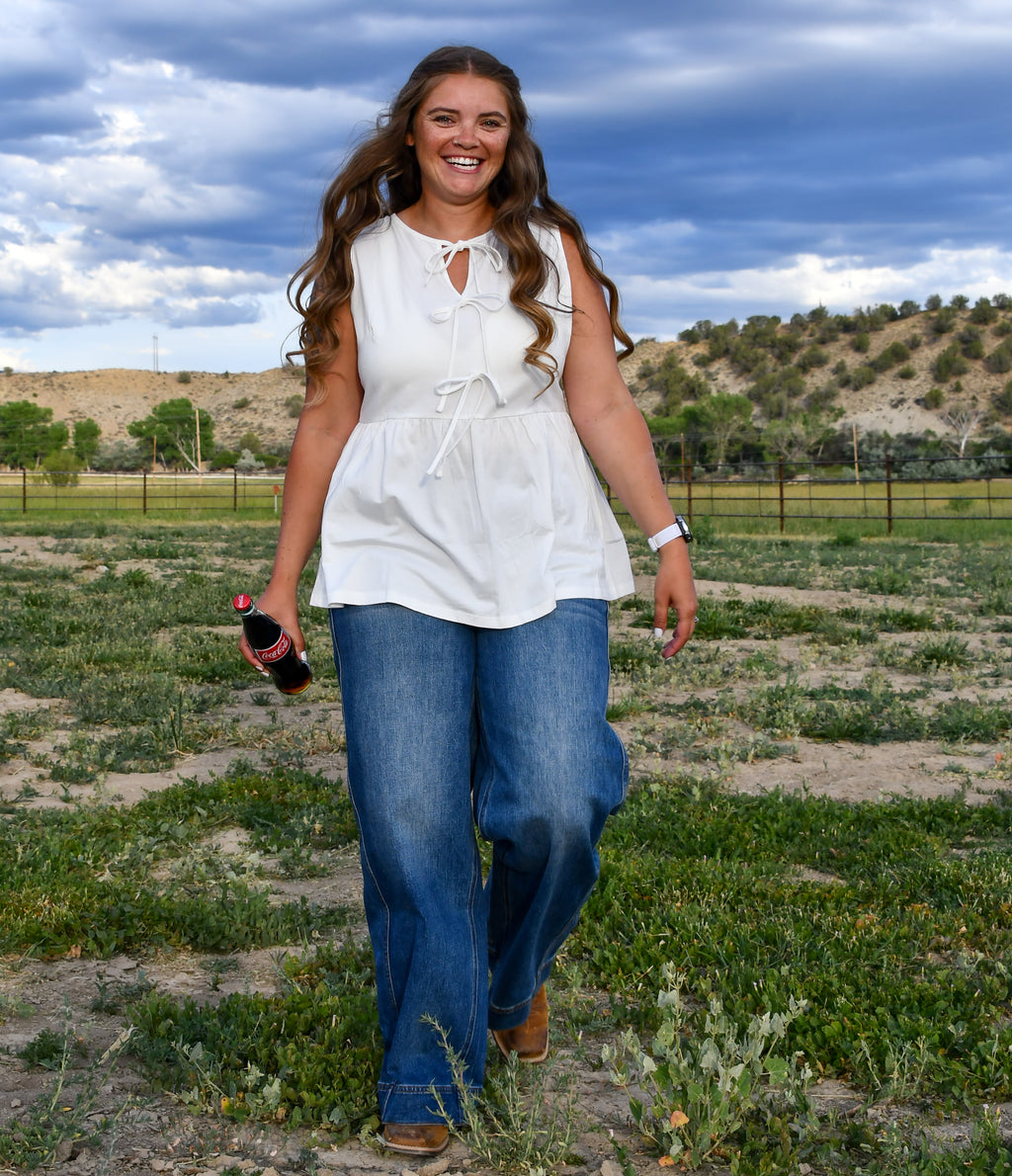White Peplum Tank Top