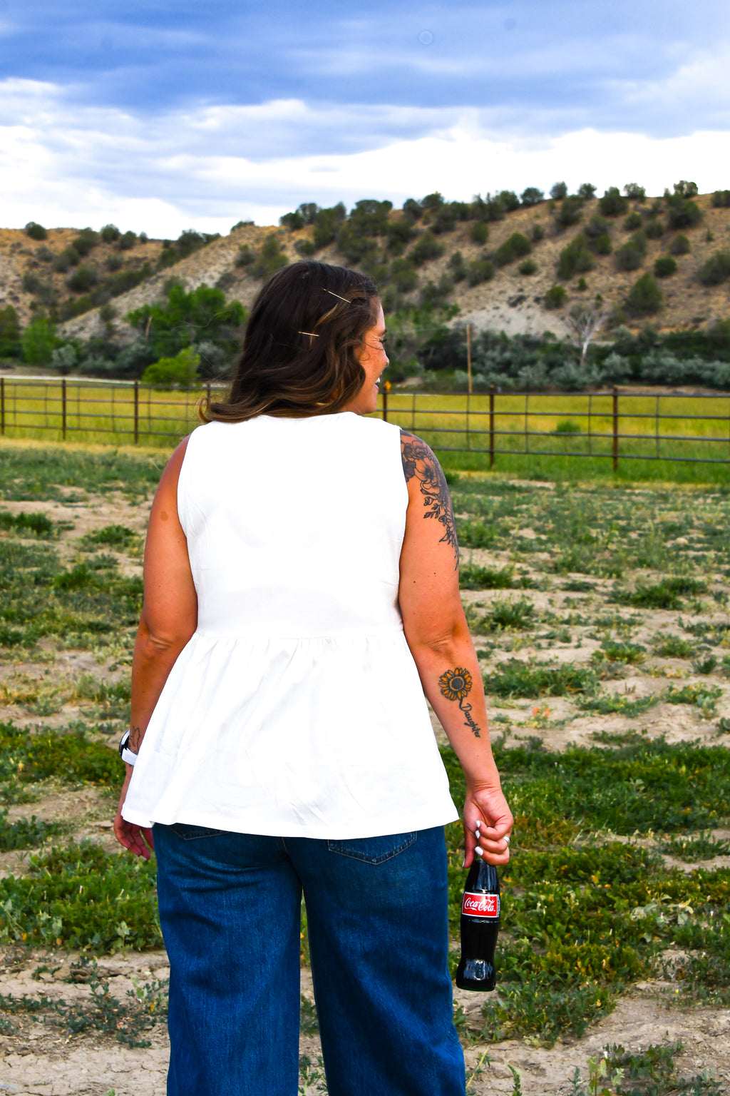 White Peplum Tank Top