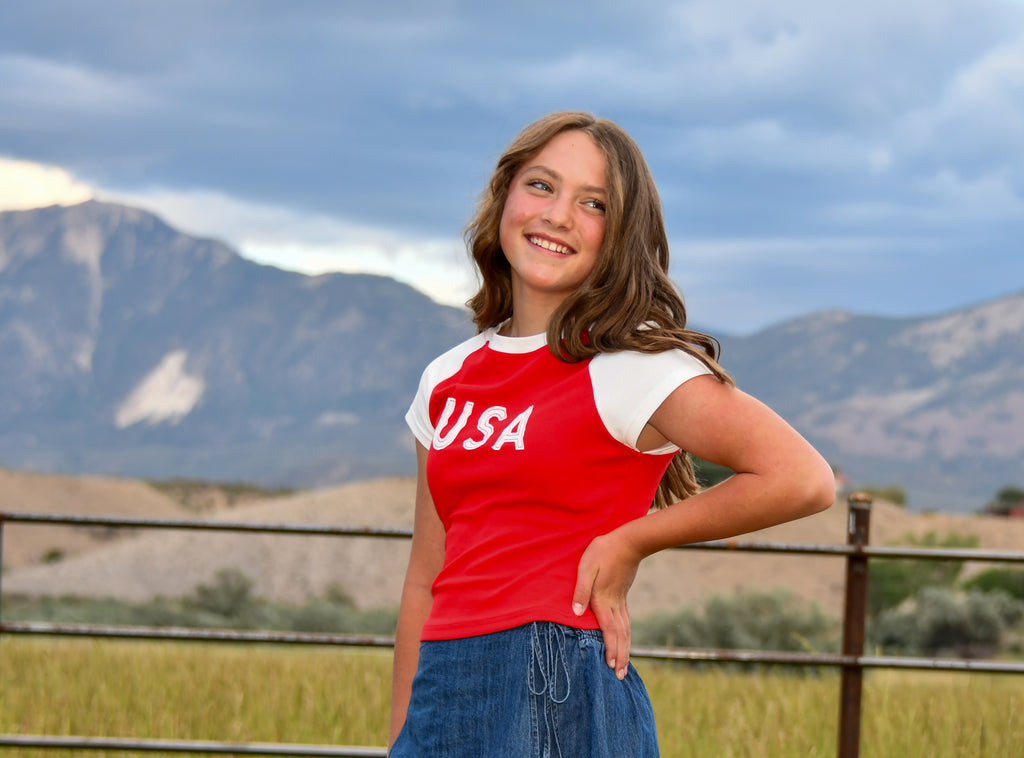 Red USA Baby Tee