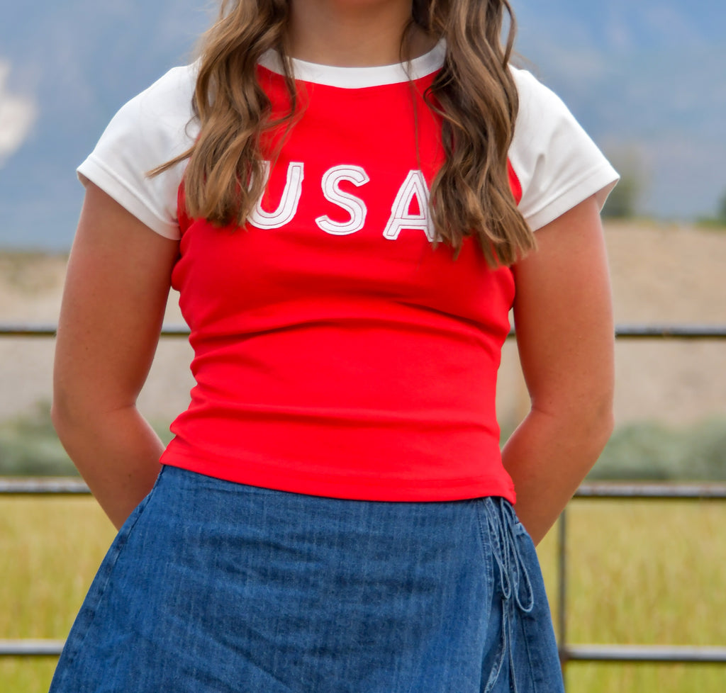 Red USA Baby Tee