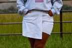 White Raw Hem Skort