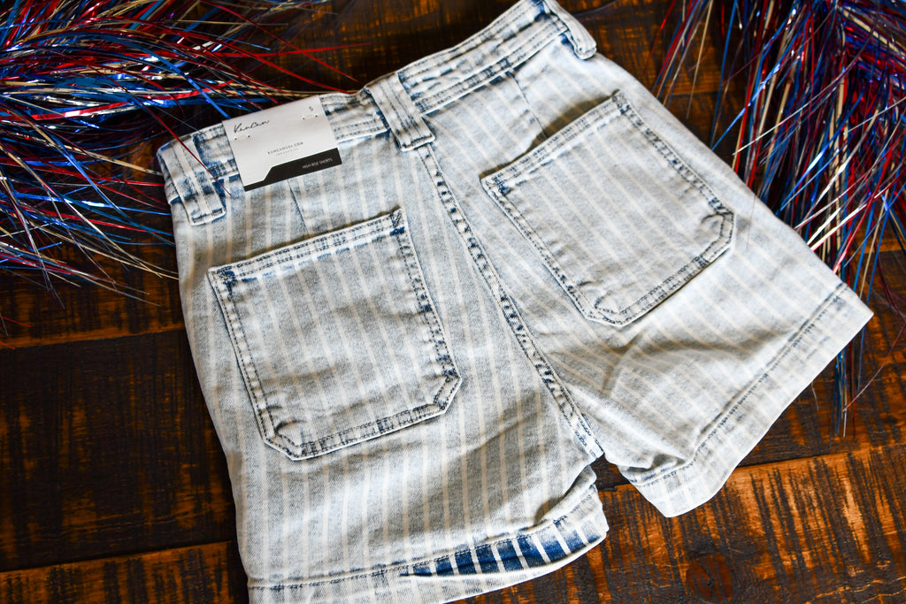 Light Striped Denim Shorts