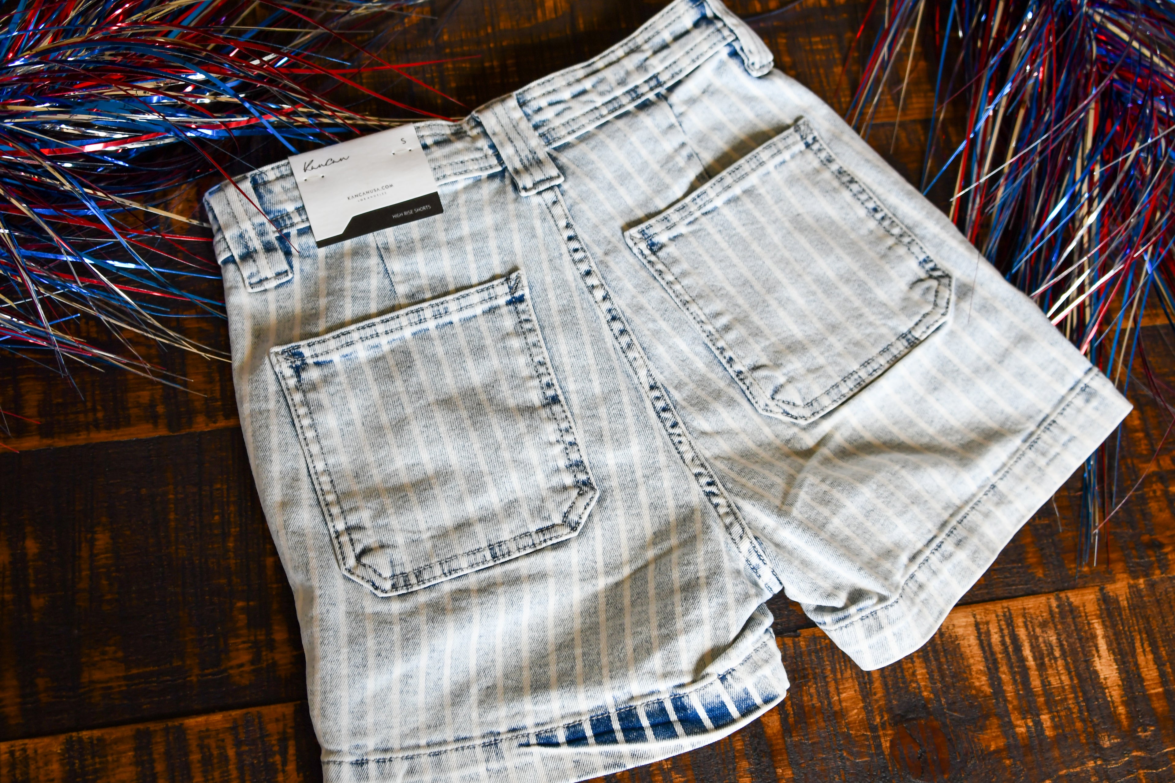 Light Striped Denim Shorts