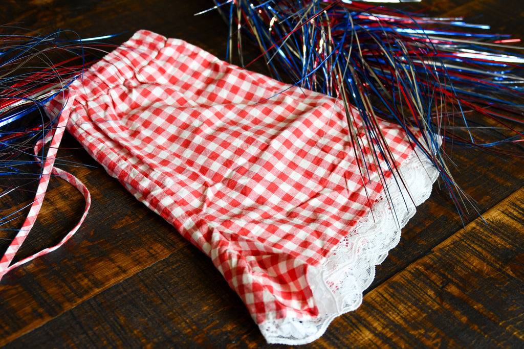 Red Gingham Lace Shorts