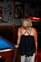 Black Lace Trimmed Layer Tank