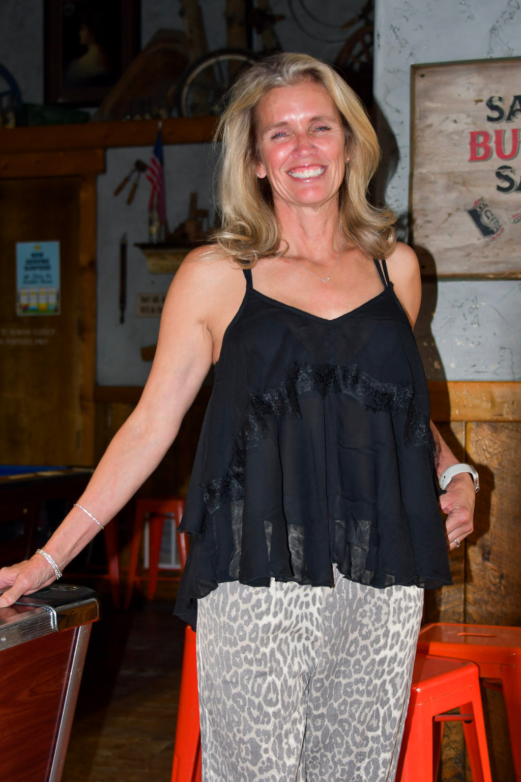 Black Lace Trimmed Layer Tank