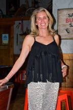 Black Lace Trimmed Layer Tank