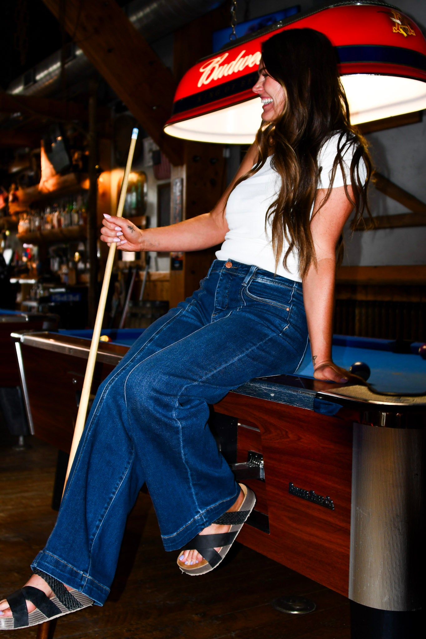 Dark Front Seam Detail Jeans