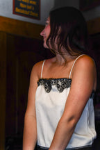 White Lace Trim Satin Camisole
