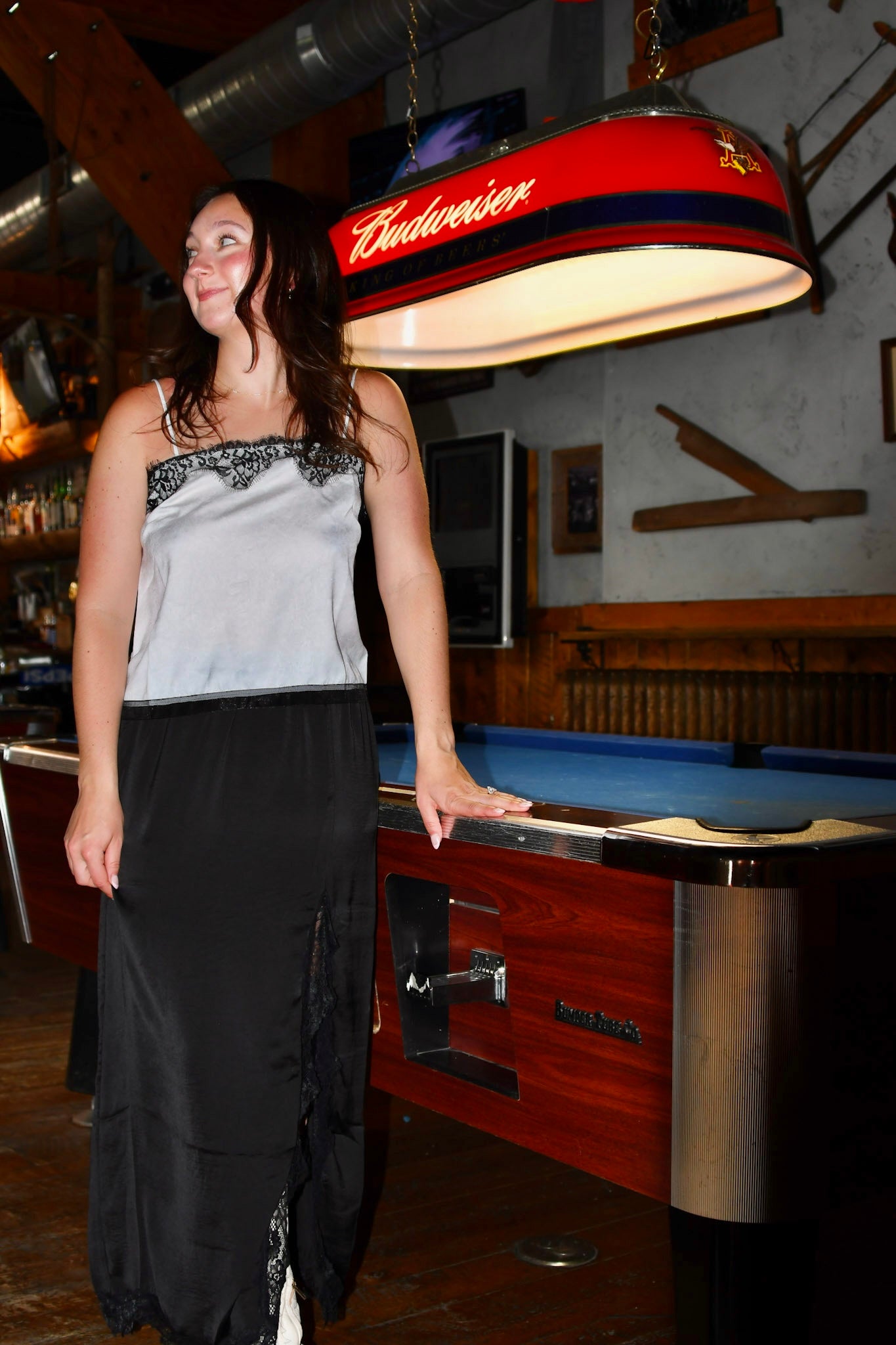 Black Lace Hem Midi Skirt