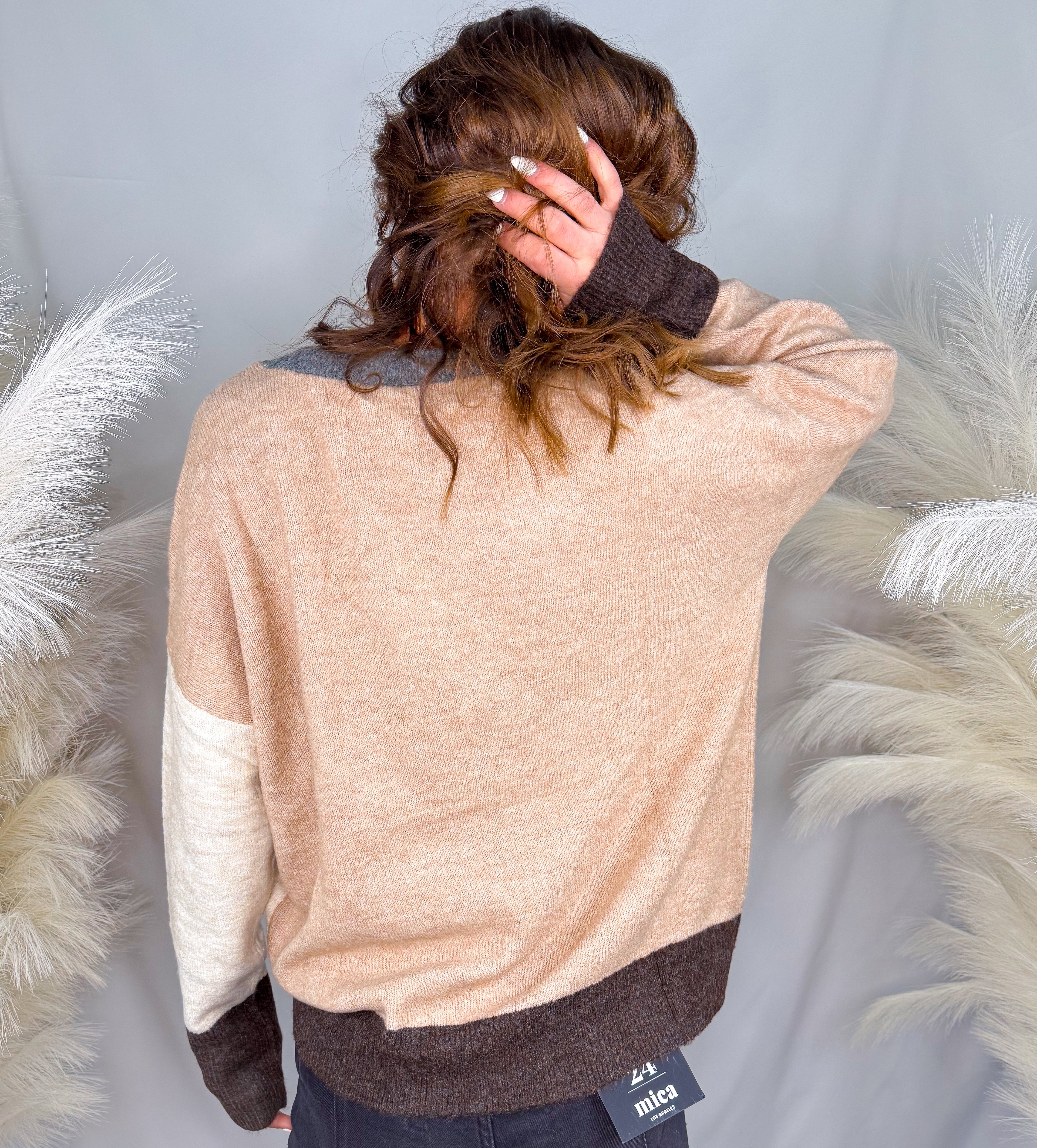 Colorblock Sweater | Khaki Multi