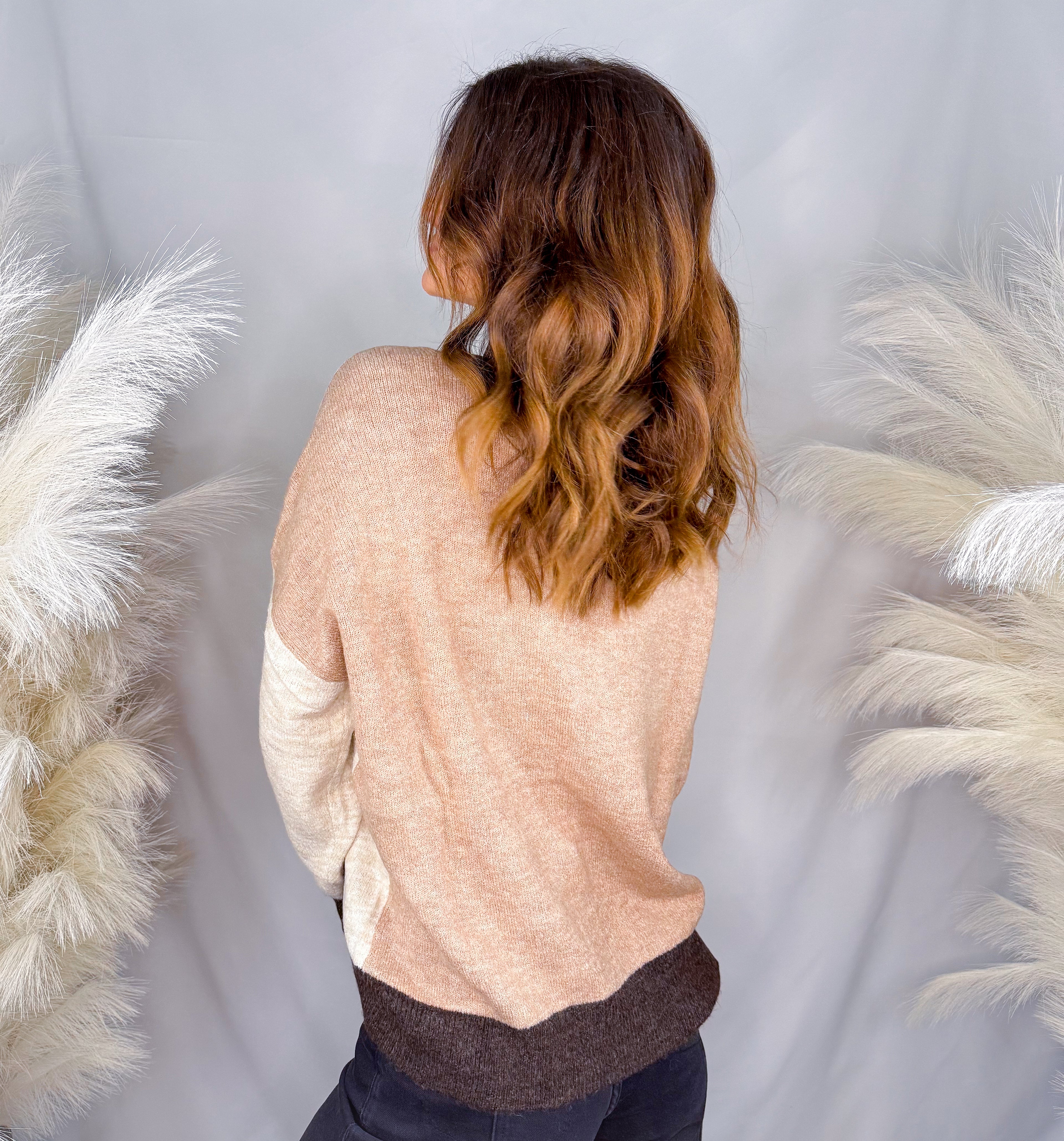 Colorblock Sweater | Khaki Multi