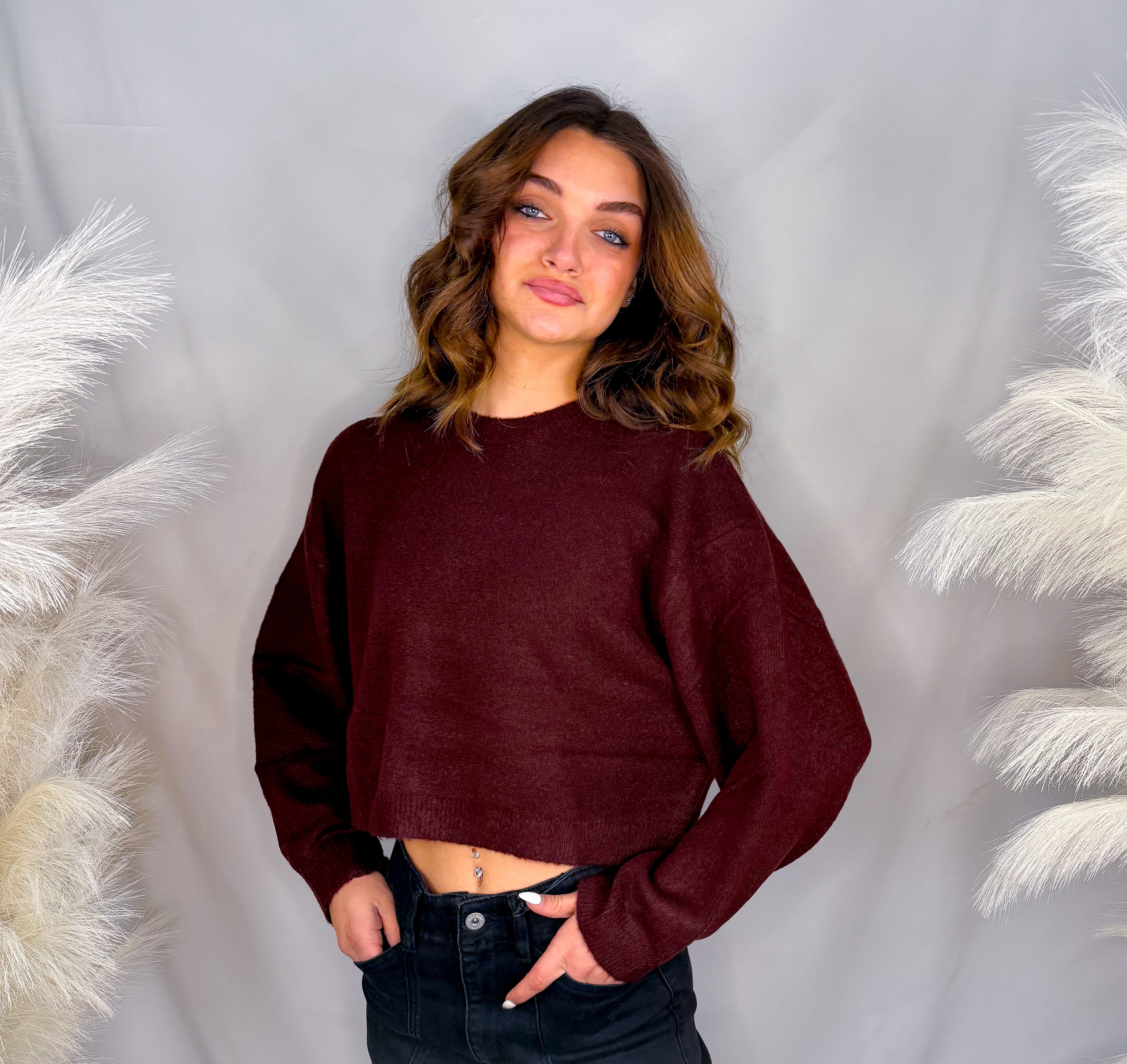 Cropped Sweater | Red