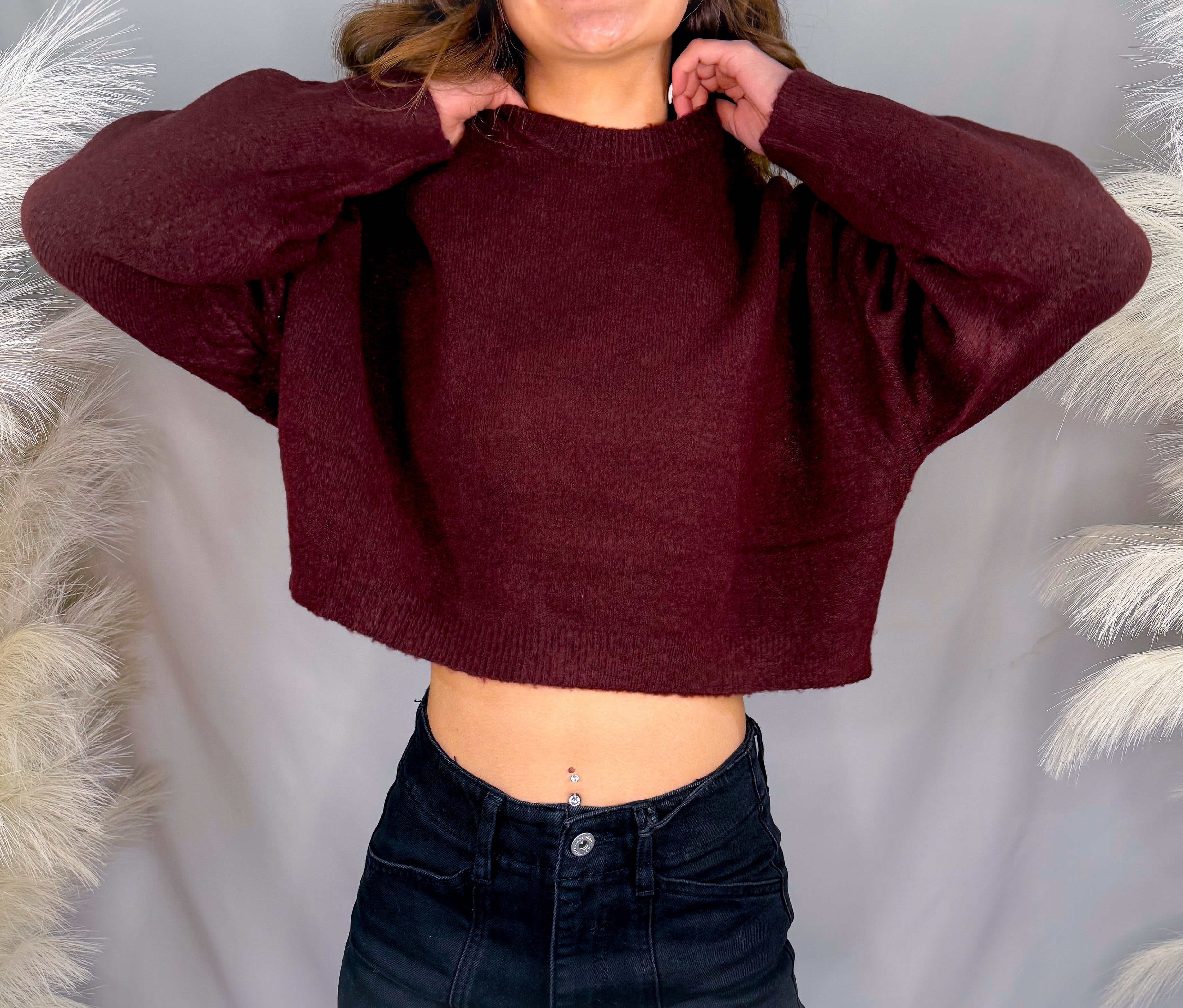 Cropped Sweater | Red