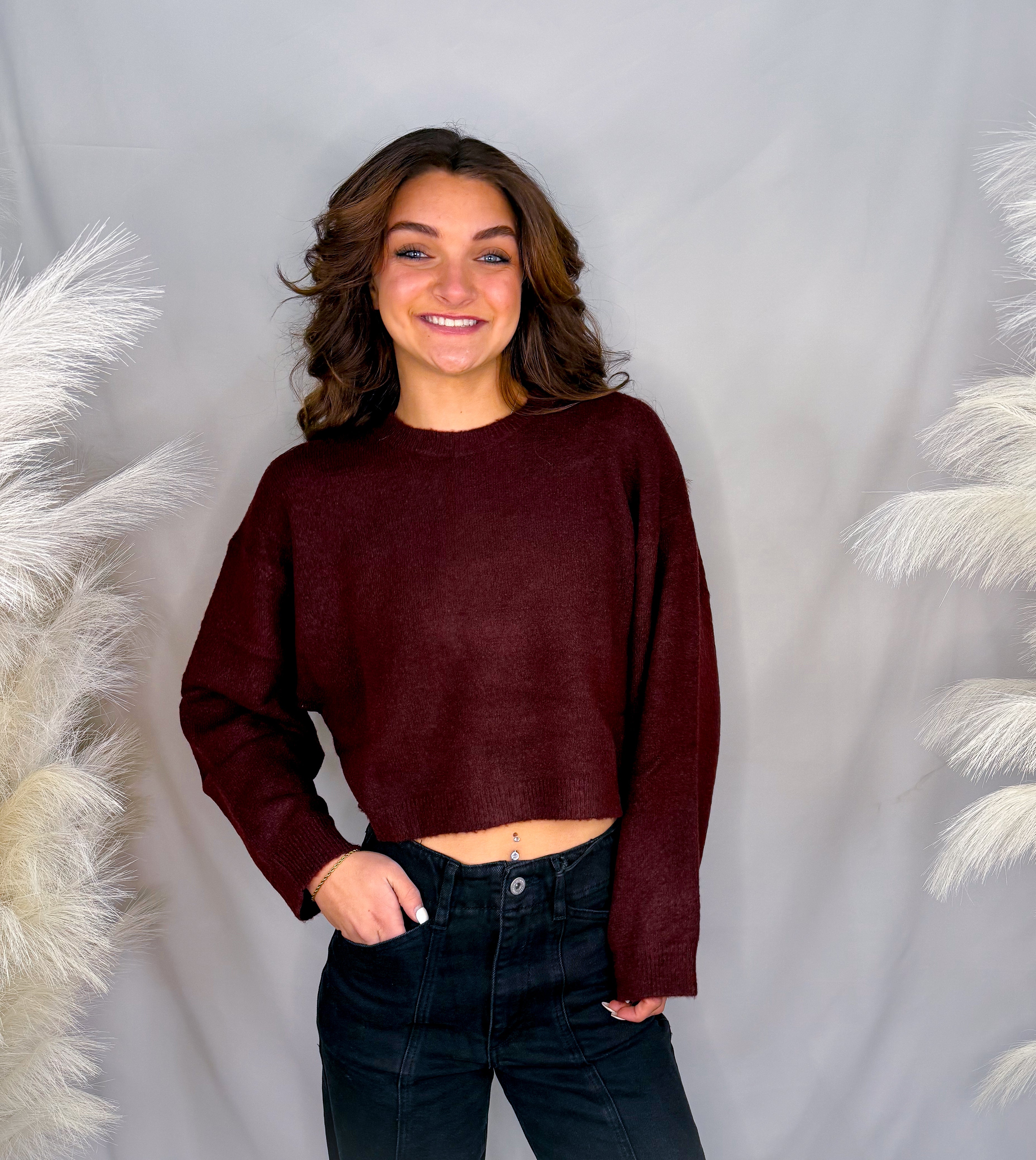 Cropped Sweater | Red