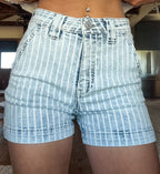Light Striped Denim Shorts