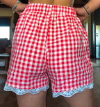 Red Gingham Lace Shorts