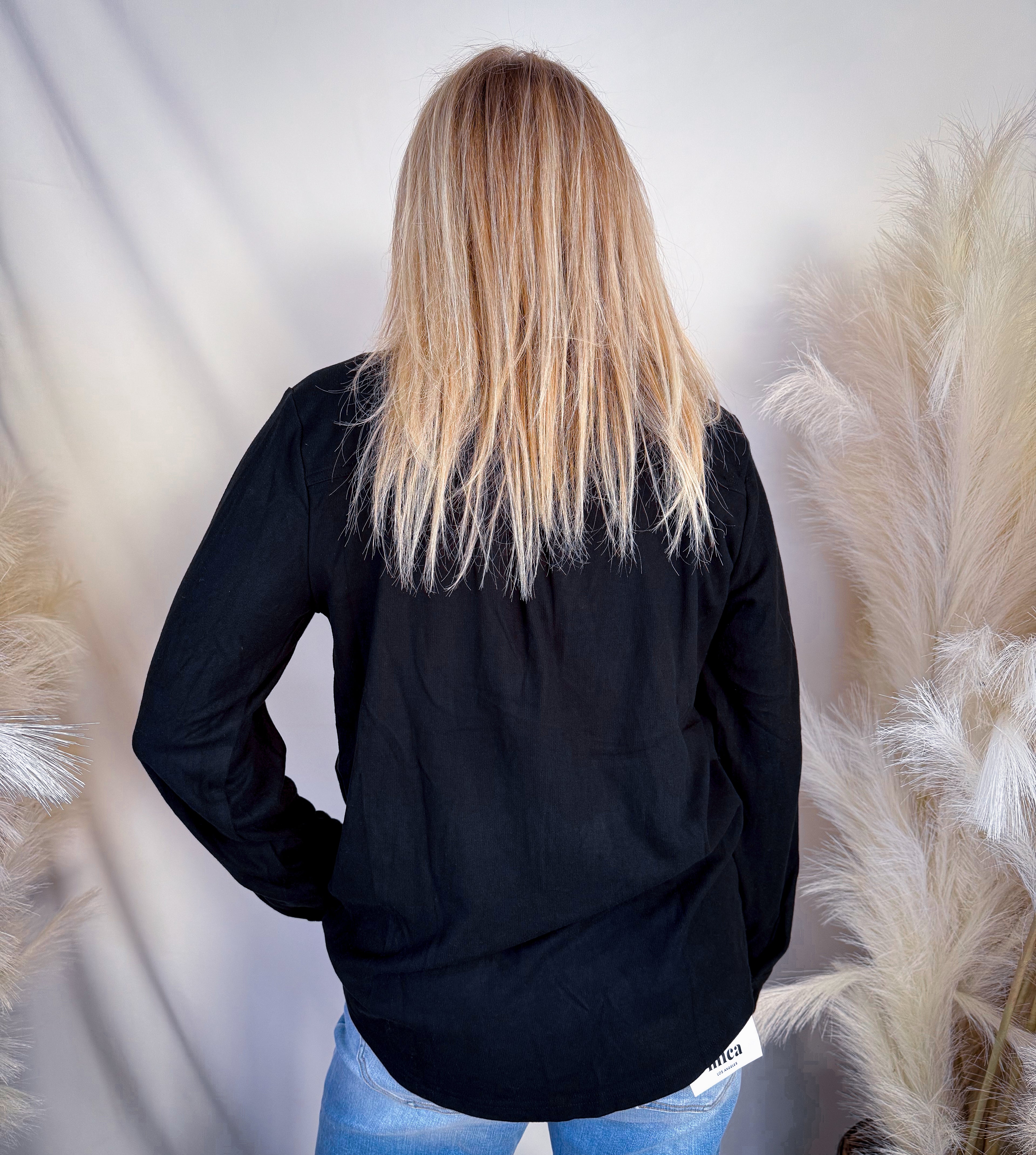 Black Soft Button Up