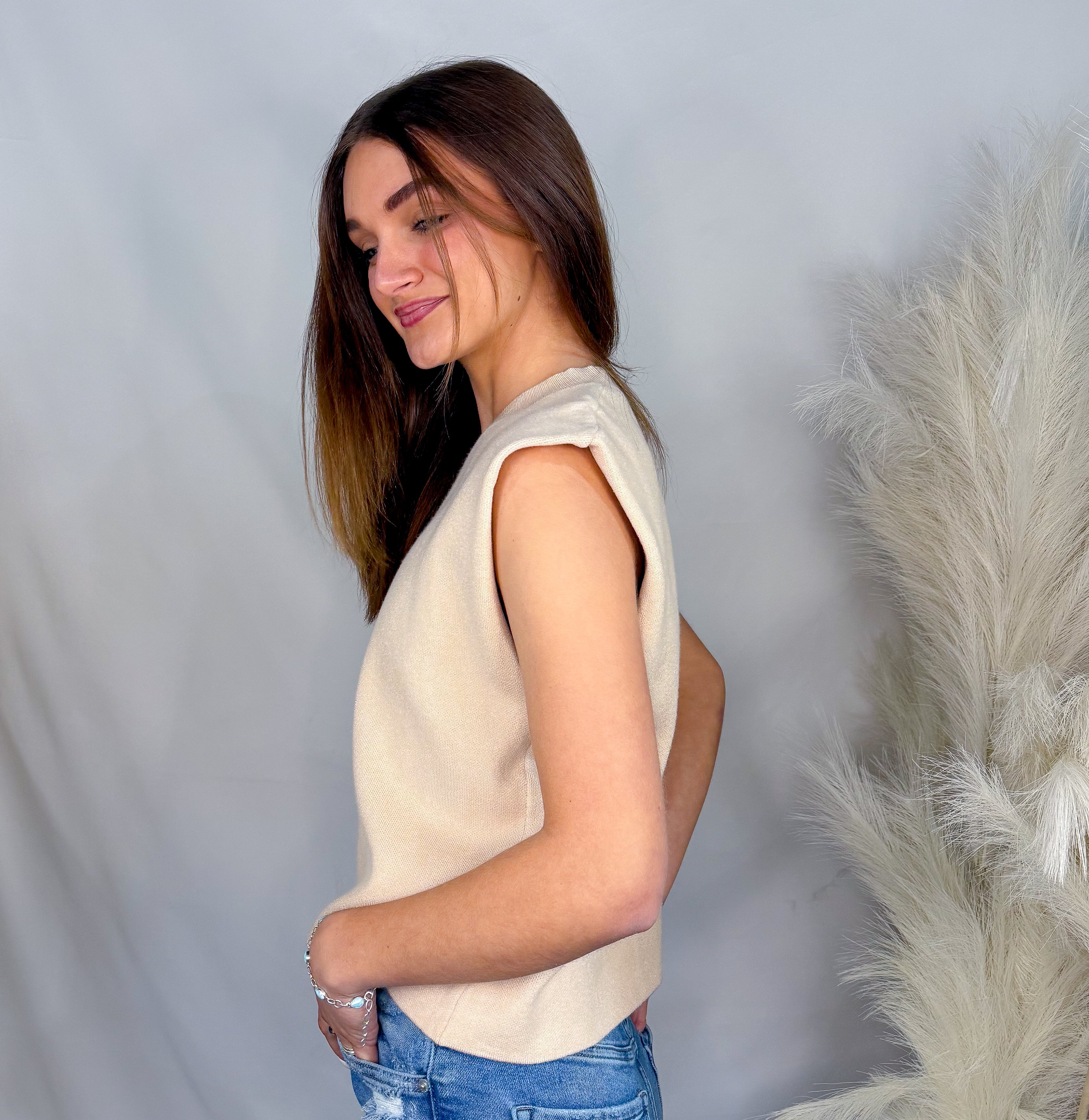 Cap Sleeve Sweater | Sand