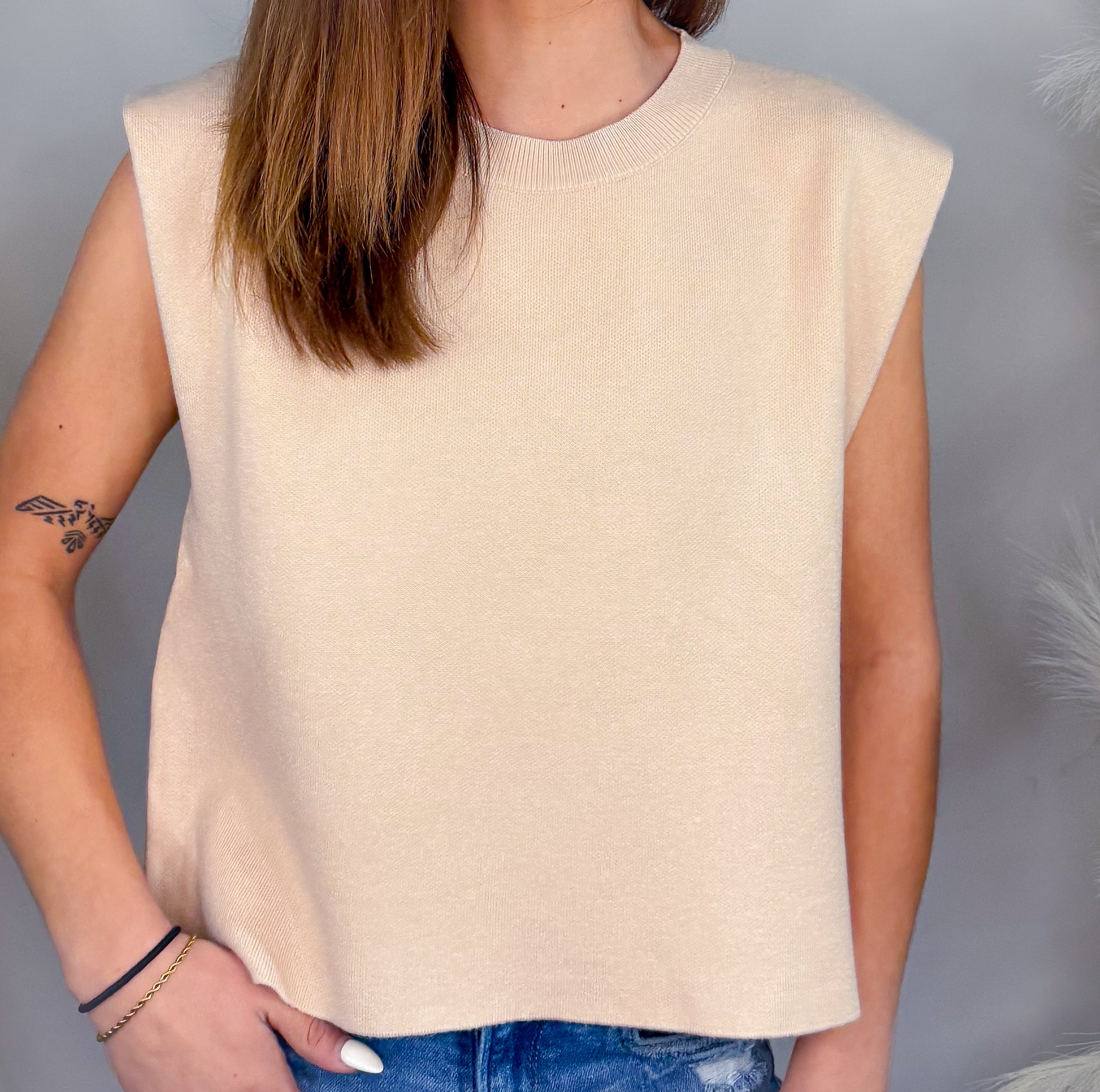 Cap Sleeve Sweater | Sand