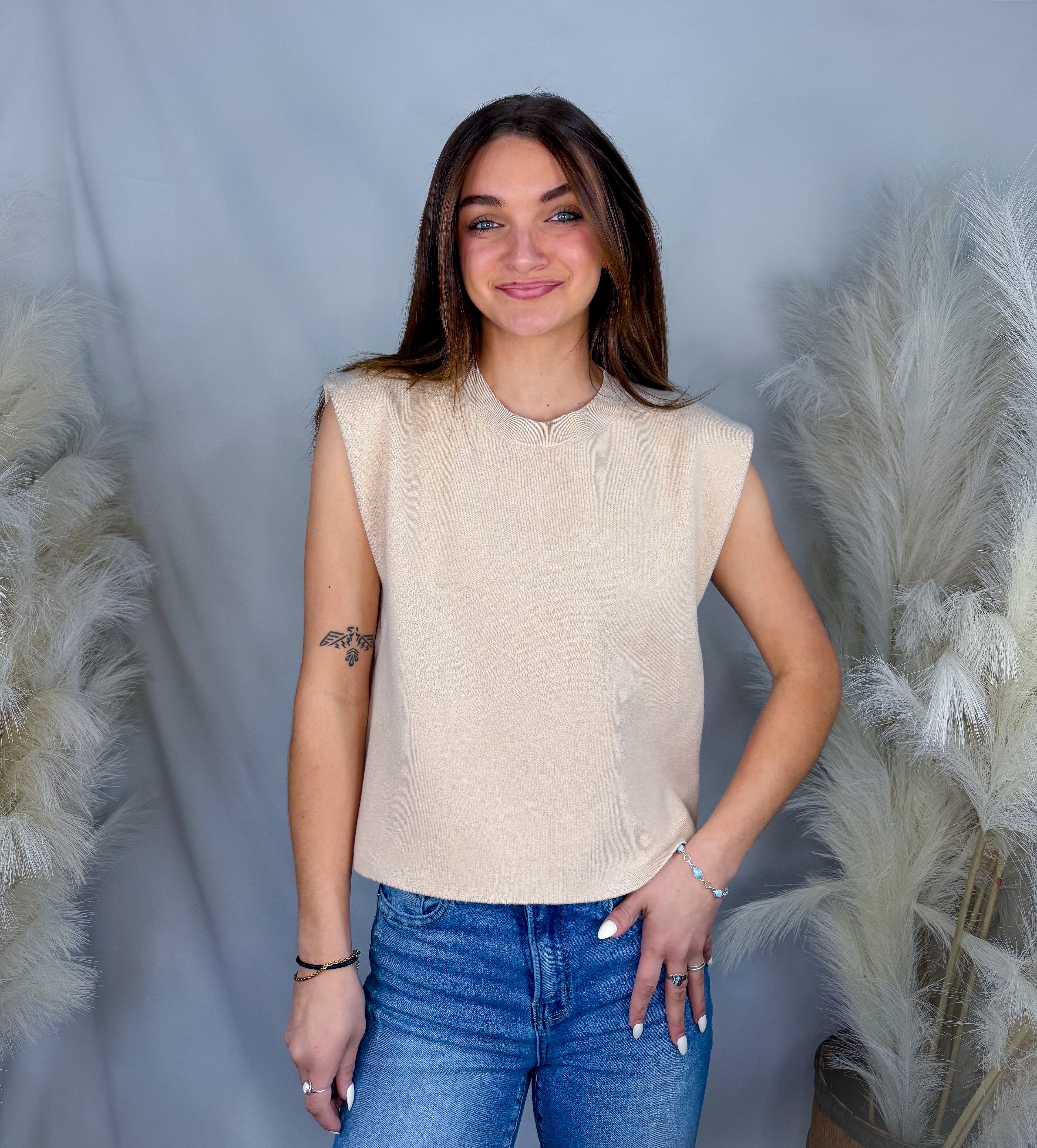 Cap Sleeve Sweater | Sand