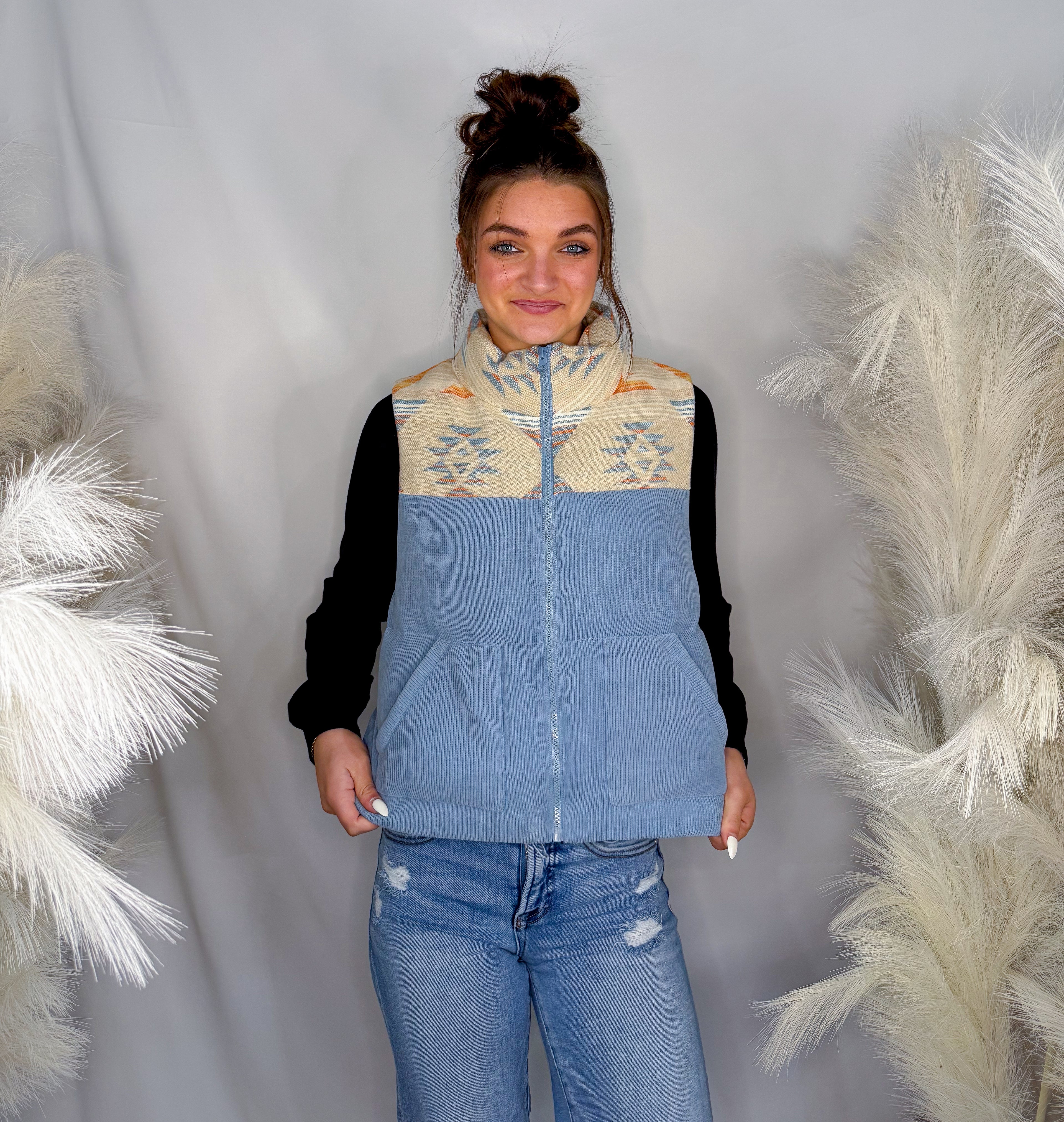 Aztec Corduroy Puffer Vest