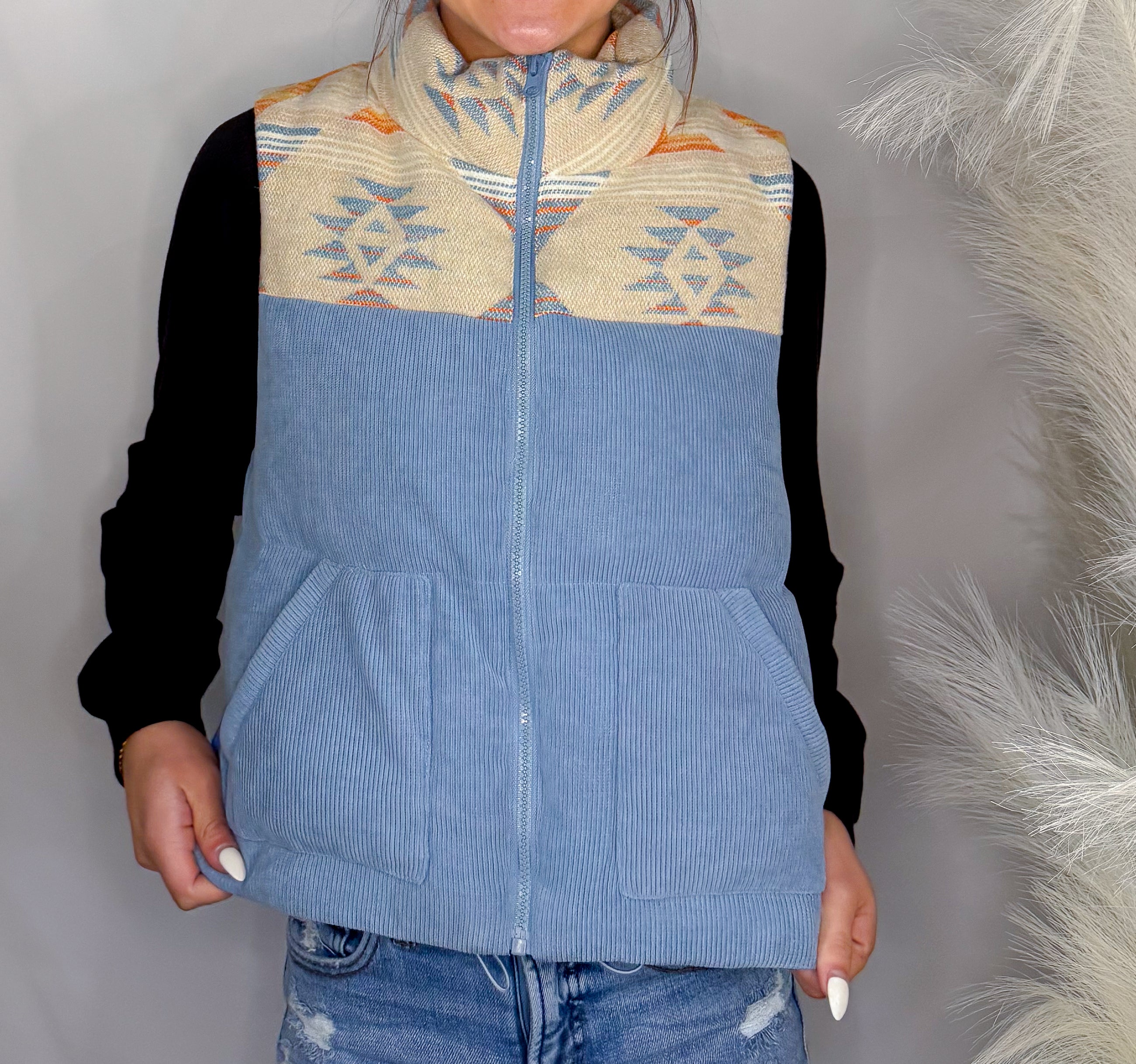 Aztec Corduroy Puffer Vest